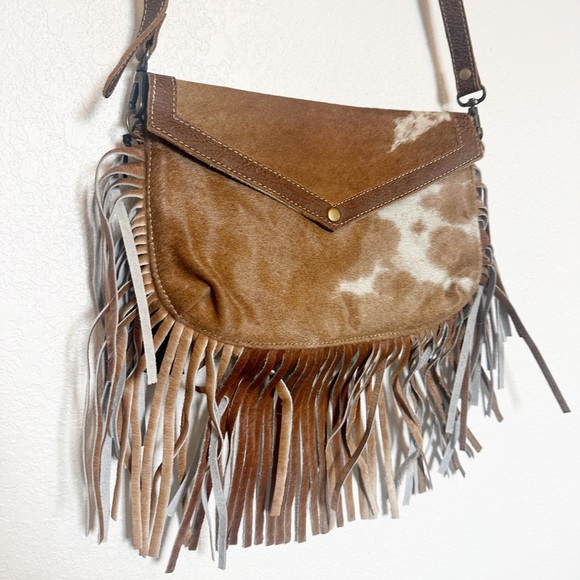 Cowhide Fringe Crossbody Myra Bag - Picture 4 of 8